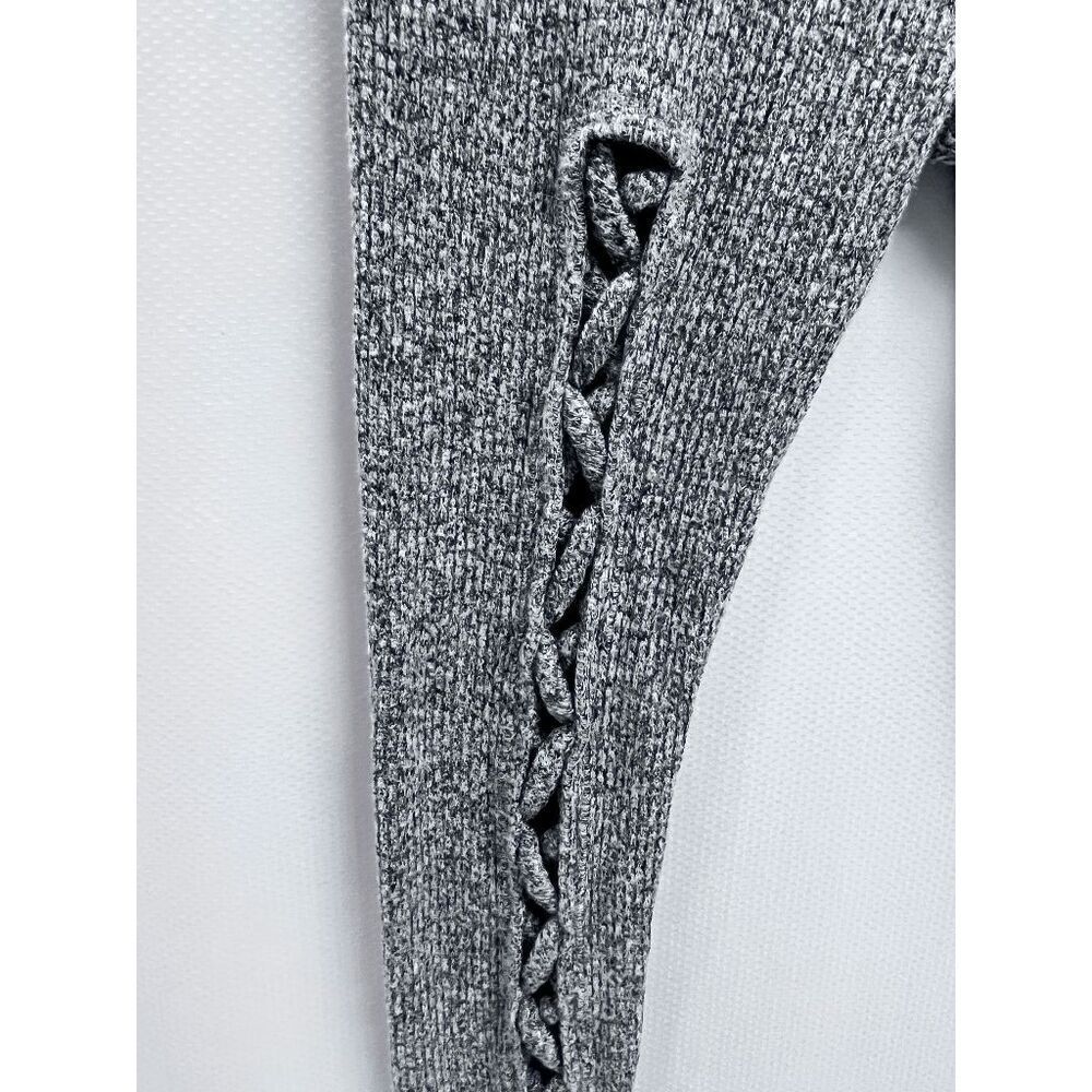 Fashion Nova Womens High-rise Ribbed Knit Criss-cross Open Leggings Gray Small - Picture 3 of 7